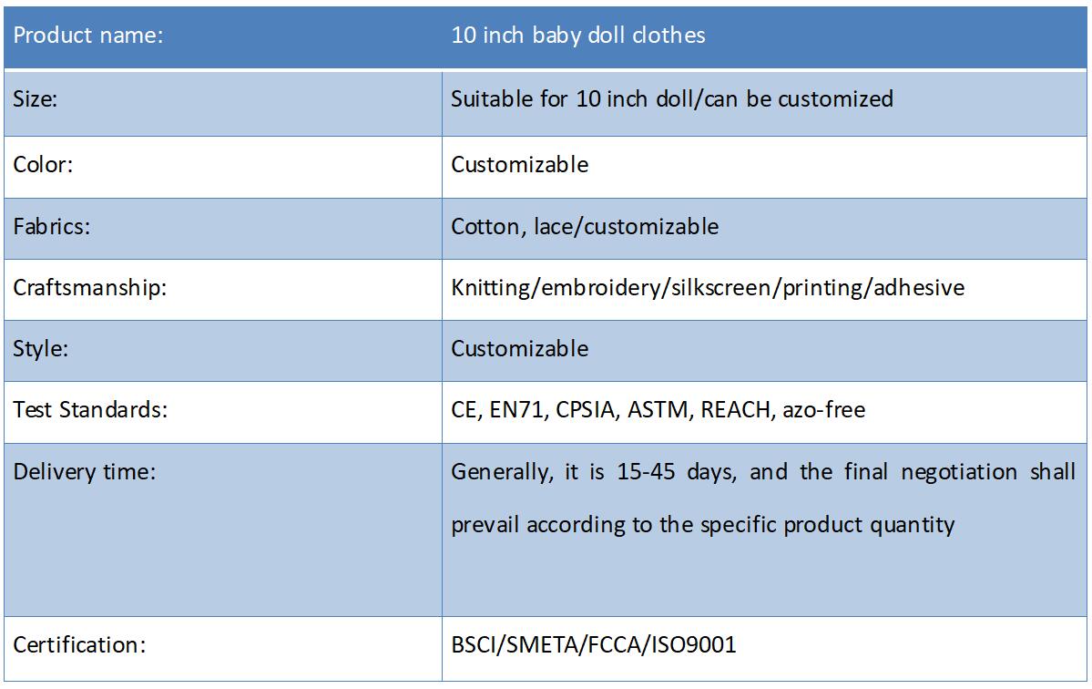 10 inch baby doll clothes