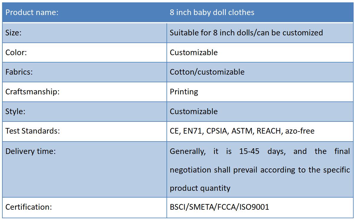 8 inch baby doll clothes