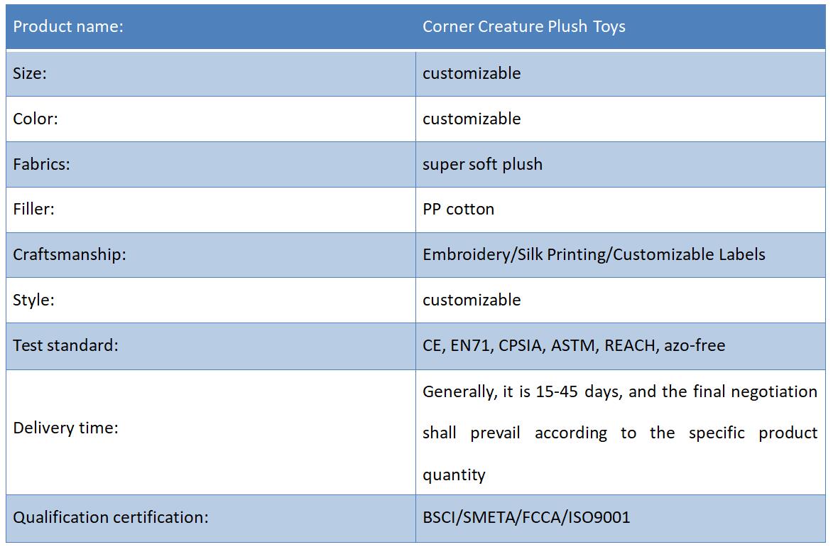 Corner Creature Plush Toys
