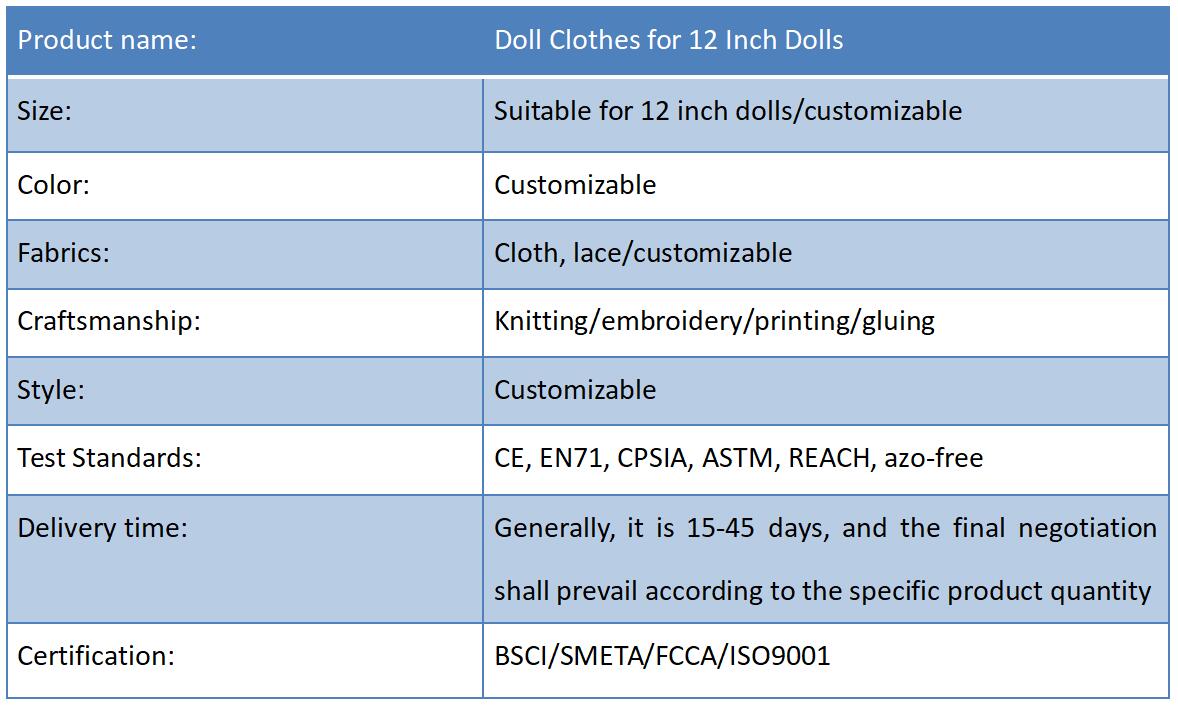 Doll Clothes for 12 Inch Dolls
