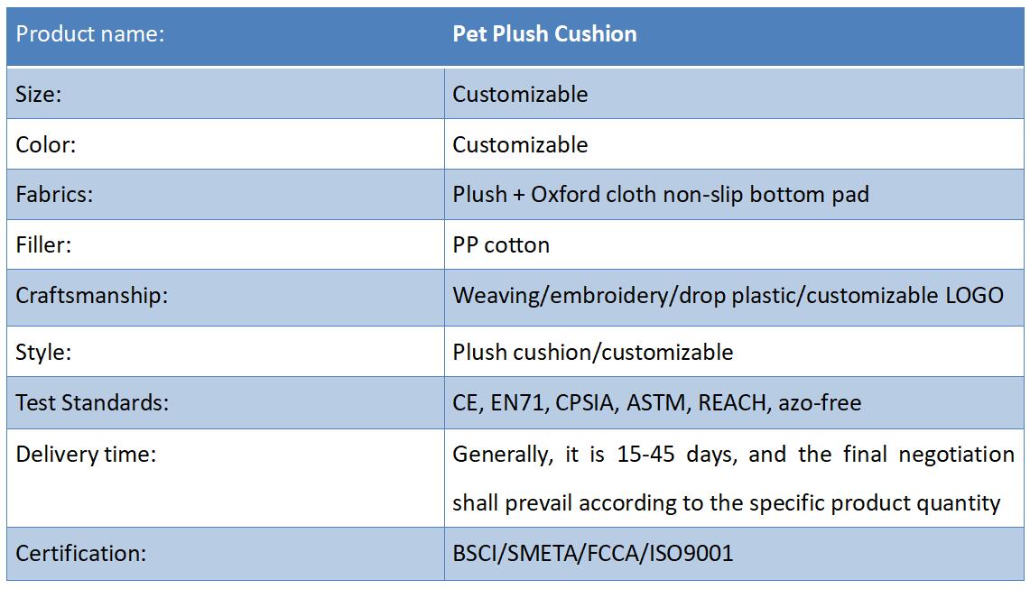 Pet plush cushion