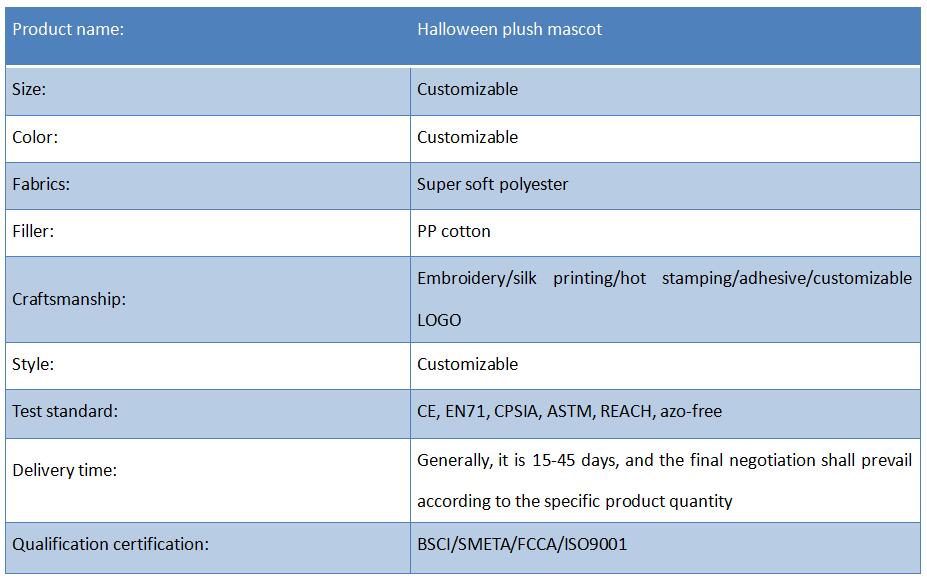 Halloween plush mascot