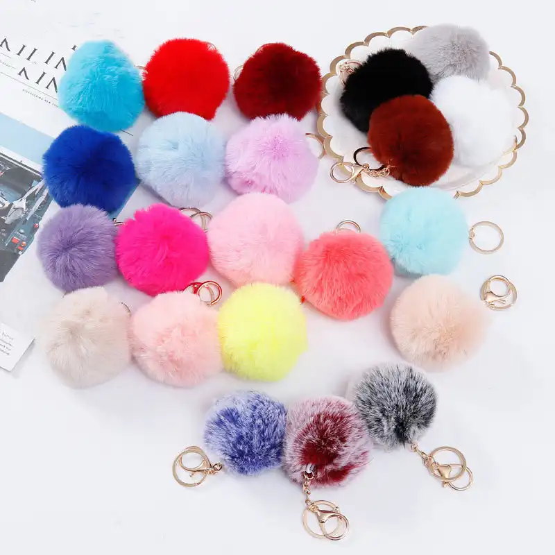 Plush ball keychain